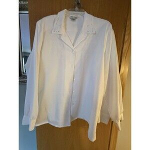 ALLISON DALEY SOLID IVORY LACE POLYESTER EVENING LONG SLEEVE BLOUSE SZ 16 Career